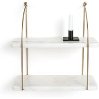 Fitia 40cm Marble and Brass Wall Shelf
