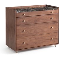 Noham Walnut and Amber Marble Chest of Drawers
