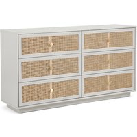 Paola Pine & Rattan Chest of 6 Drawers